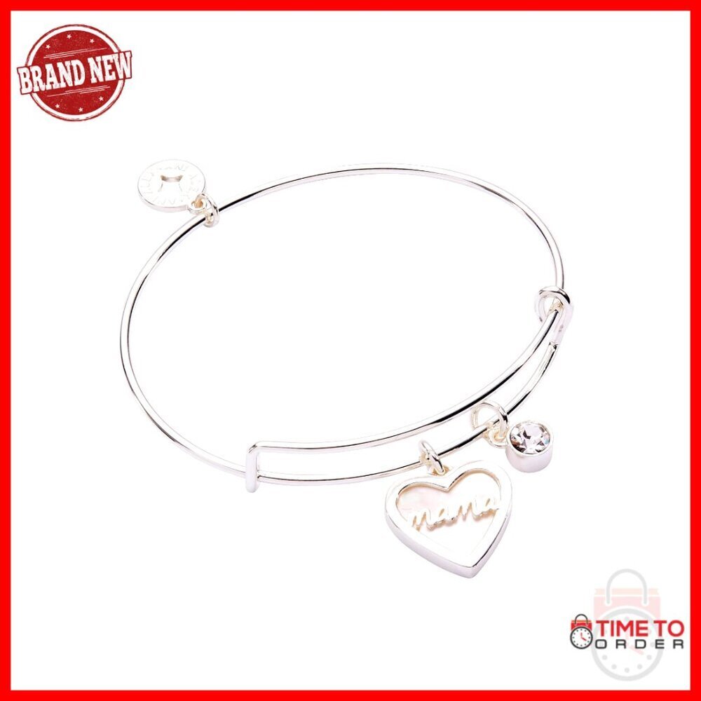 Expandable Wire Bracelet Heart Duo Mother of Pearl Elegant Minimal Chic